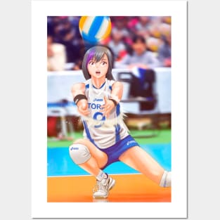Volleyball anime girl playing Posters and Art